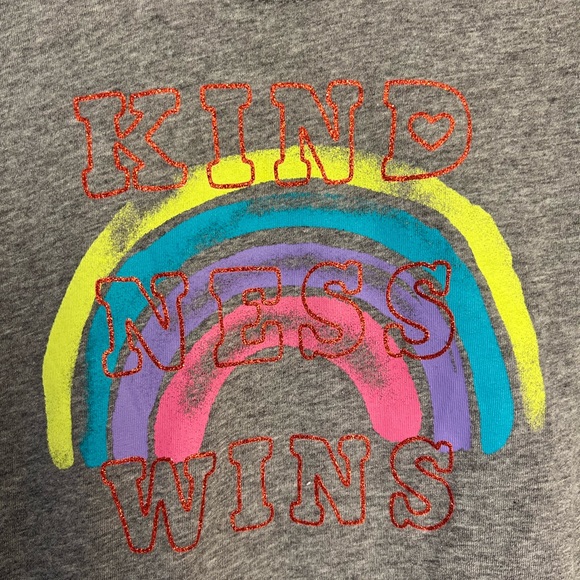 BCG Kindness Wins Rainbow Tee, Gray, Girl’s L (12/14) - Picture 2 of 4